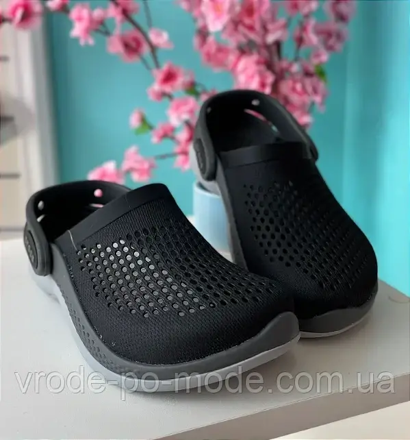 Лайтрайди підліткові та жіночі, крокси унісекс чорні для медиків та фармацевтів Crocs LiteRide 360, оригінал, фото 1