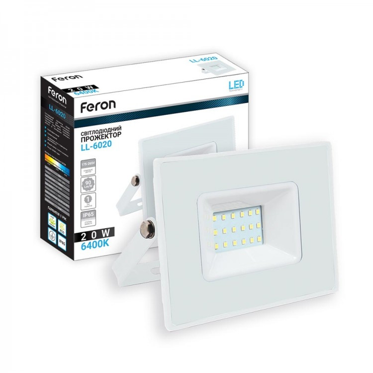 Світлодіодний прожектор Feron LL-6020 20 Вт 6400 K білий, фото 1