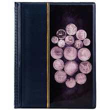 Альбом для монет у шкіряній палітурці з картиною рідкісних монет на металі