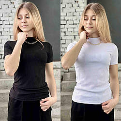 Футболка — водолазка для дівчаток, рубчик, розміри 34 — 42 на зріст 128 — 156