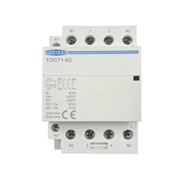 Контактор модульний 63A 4-полюсний 4P 2NO+2NC 220/230V TOMZN TOCT1-63