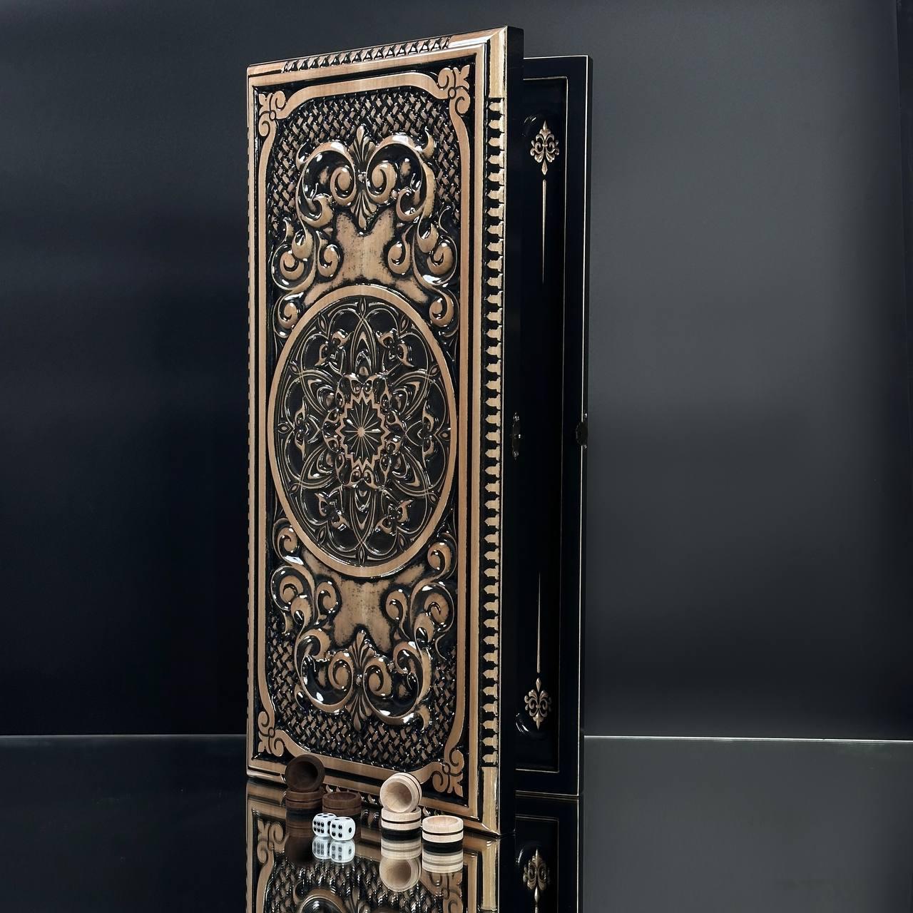 Нарди дерев'яні ручної роботи Візерунок 50×23 подарункові, фото 1