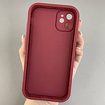 Чохол для iPhone 11 чохол з високими бортами з ромашками на айфон 11 бордовий q05j, фото 2