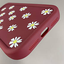 Чохол для iPhone 11 чохол з високими бортами з ромашками на айфон 11 бордовий q05j, фото 4