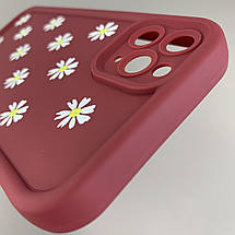 Чохол для iPhone 11 Pro Max чохол з високими бортами з ромашками на айфон 11 про макс бордовий q05j, фото 5