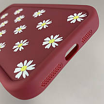 Чохол для iPhone 11 Pro Max чохол з високими бортами з ромашками на айфон 11 про макс бордовий q05j, фото 4