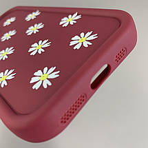 Чохол для iPhone 11 Pro чохол з високими бортами з ромашками на айфон 11 про бордовий q05j, фото 4