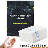 Гемостатичний бинт Kaolin Hemostatic Z-Fold Gauze кровоспинна пов'язка кровоспас гемостатик целокс кровоспинна серветка, фото 7