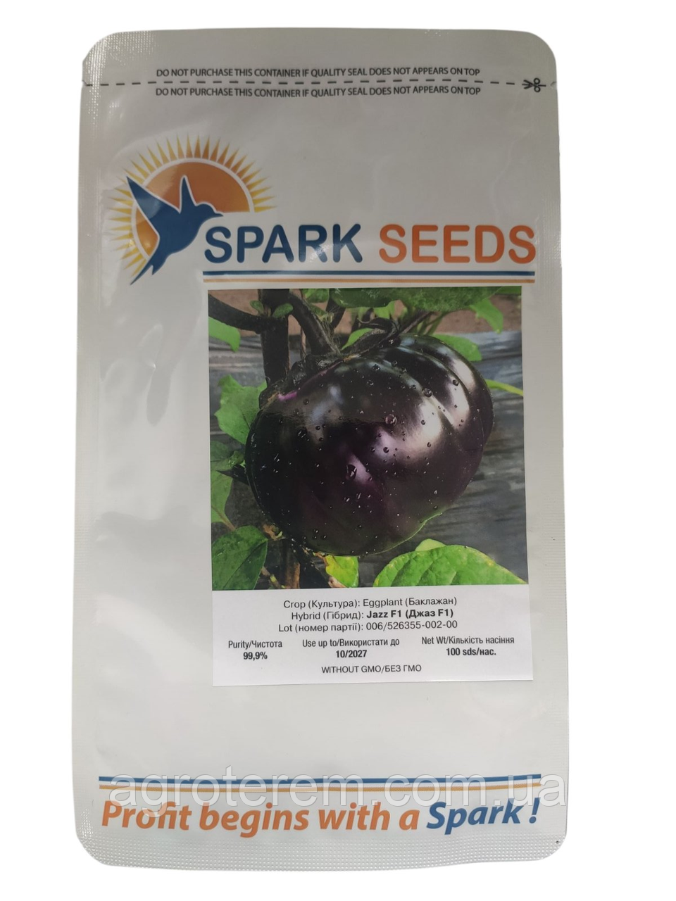 Джаз F1 баклажан ранній Spark Seeds 100 насінин