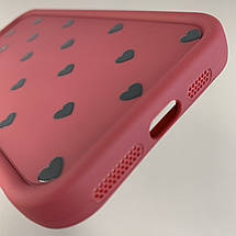 Чохол для iPhone 11 Pro Max чохол з високими бортами з сердечками на телефон айфон 11 про макс бордовий q06e, фото 4