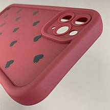 Чохол для iPhone 11 Pro Max чохол з високими бортами з сердечками на телефон айфон 11 про макс бордовий q06e, фото 5