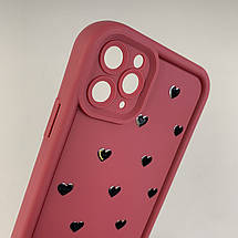 Чохол для iPhone 11 Pro Max чохол з високими бортами з сердечками на телефон айфон 11 про макс бордовий q06e, фото 3