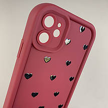Чохол для iPhone 11 чохол з високими бортами з сердечками на телефон айфон 11 бордовий q06e, фото 3