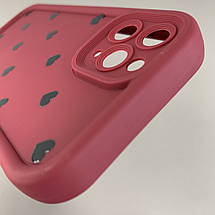 Чохол для iPhone 11 Pro чохол з високими бортами з сердечками на телефон айфон 11 про бордовий q06e, фото 5