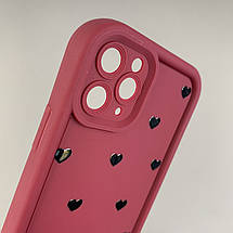 Чохол для iPhone 11 Pro чохол з високими бортами з сердечками на телефон айфон 11 про бордовий q06e, фото 3