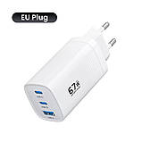 Зарядний пристрій ASOMETECH 67W GaN Charger Адаптер PD QC 4.0 Type C швидка зарядка Xiaomi Samsung Iphone, фото 2