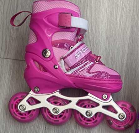 Ролики 70554-S /розмір 29-33/ колір – РОЖЕВИЙ колеса PVC, устілка 17-20 см, ПЕРЕДНЄ КОЛЕСО СВІТЛО, d – 6.5 см