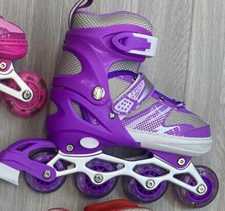 Ролики 95614-L /розмір 39-43/ колір – ФІОЛЕТОВИЙ колеса PVC, устілка 25-27 см, ПЕРЕДНЄ КОЛЕСО СВІТЛО, d – 6.5 см