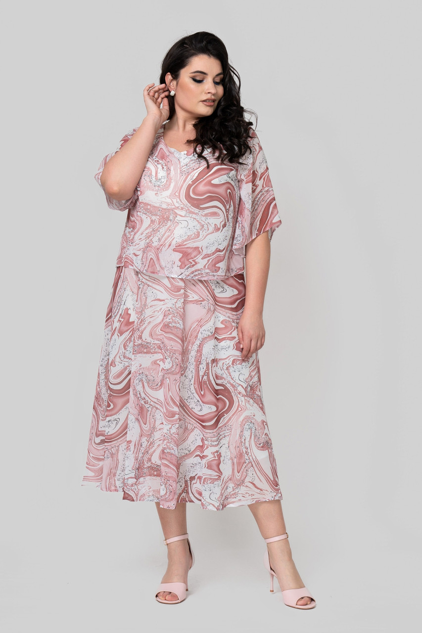 Святкове шифонове плаття легке повітряне колір корал