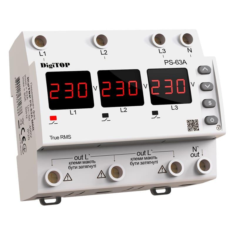 Перемикач фаз PS-63A M6R DigiTOP колір індикації червоний, фото 1