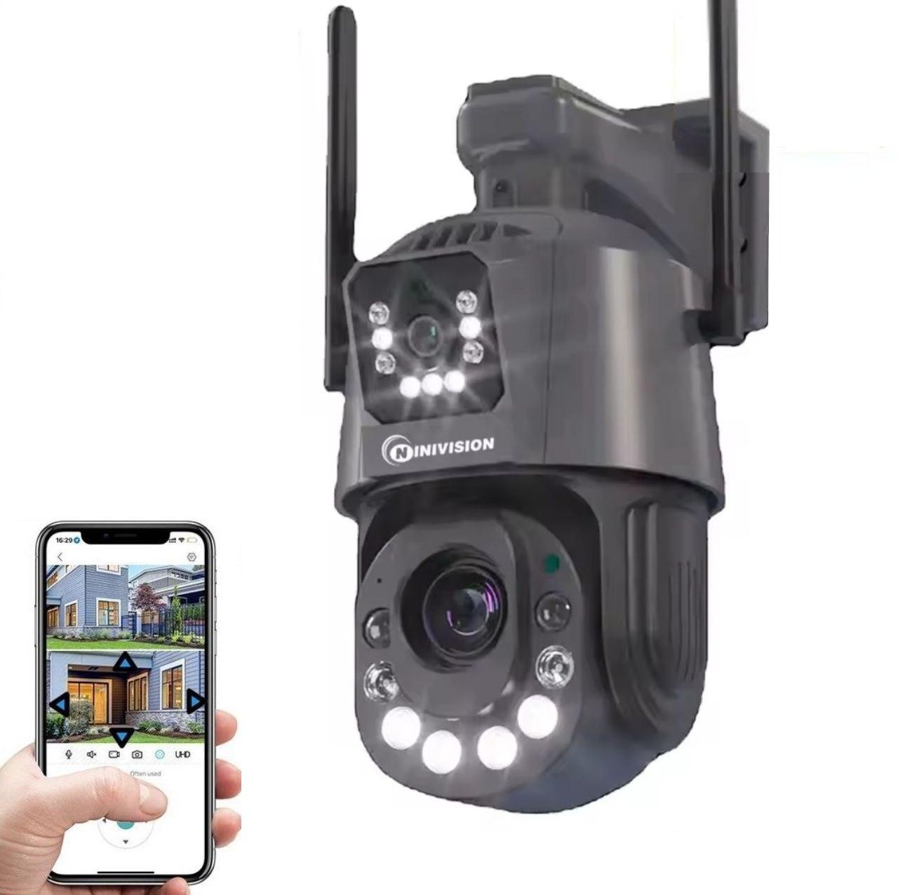 Охоронна 50X зум поворотна Onvif Wi-Fi IP камера спостереження Ninivision 50x 6MP з 2 лінзами. iCSee