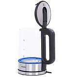 Скляний електричний чайник Mesko MS 1301 (2200 Вт, 1.7 л, стильний регулювання температури, підсвітка), фото 10