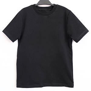 Чорна базова дитяча футболка з інтерлоку бавовна для хлопчиків і дівчаток розміри 92-152