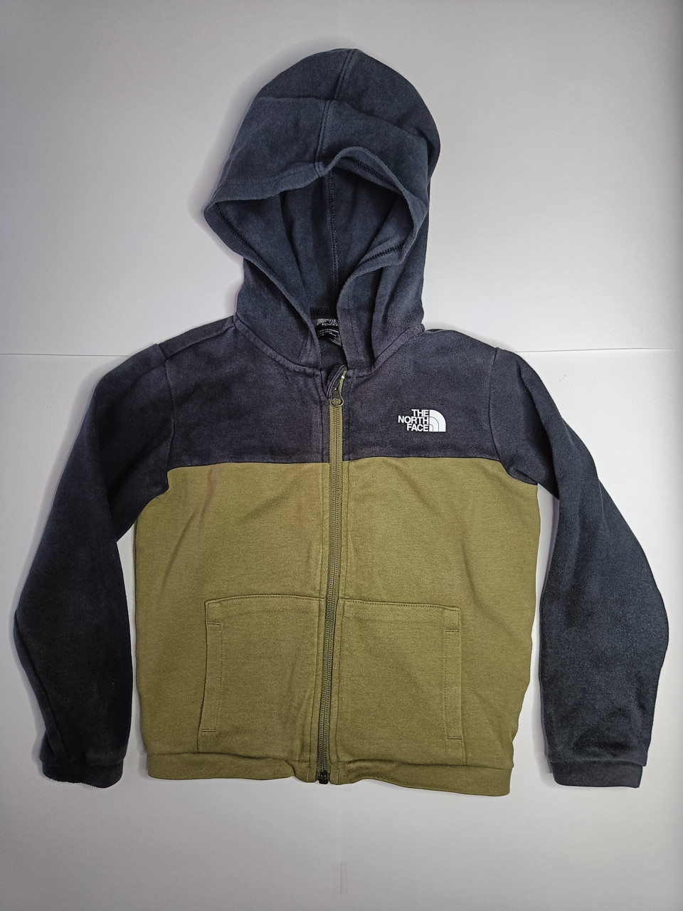 Худі The North Face дитяче сіро-синє, 6-7 років, 116-122 см, толстовка, кофта з капюшоном на блискавці