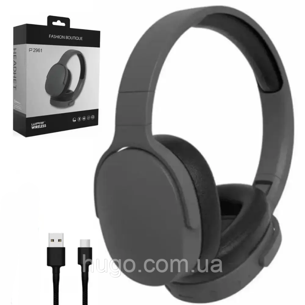 Бездротові навушники з мікрофоном і Bluetooth, 2961 BT, Чорні / Навушники бездротові / Накладні навушники, фото 1