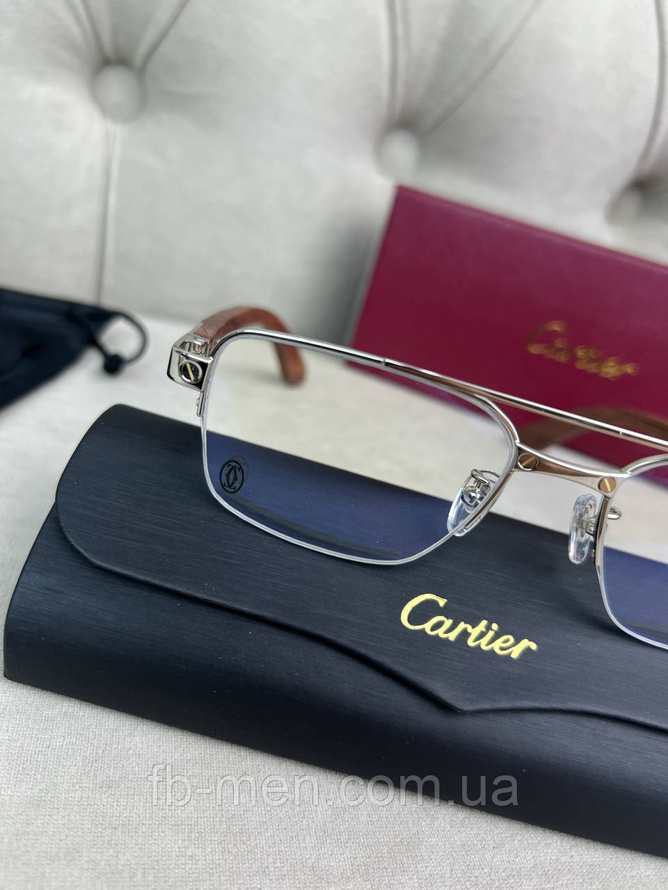 Окуляри іміджеві Cartier сонцезахисні з прозорими склами якість преміум