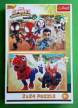 Пазли Trefl    2х (34432) 24 шт Спайдермен та динозавр