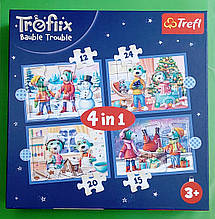 Пазли Trefl    4х (34657) У Трефликів йде сніг Сімя Трефликів