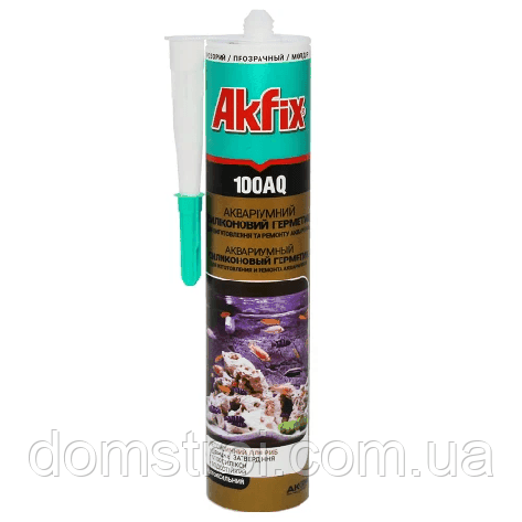 Герметик акваріумний силіконовий AkFix 100AQ (280 мл) прозорий, фото 1