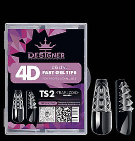 Гелеві типси 120 шт/уп Дизайнер 4D Crystal Fast Gel Tips Trapezoid Medium TS2 із шипами для нарощування нігтів