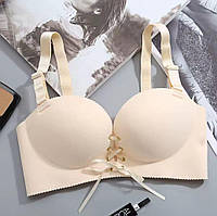 Бесшовный бюстгальтер с 3D пуш-апом. Бежевый (на размер 75 B)