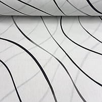 Сатин "Чорно-сірі хвилясті лінії на світло-сірому" 220 см, фото 4