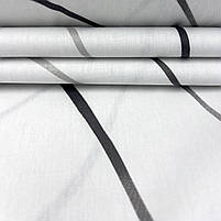 Сатин "Чорно-сірі хвилясті лінії на світло-сірому" 220 см, фото 2