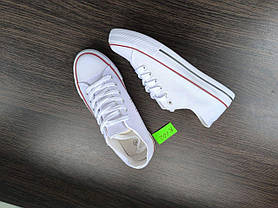 Белые кеды конверсы converse white женские подростковые унисекс тканевые летние текстил, фото 3