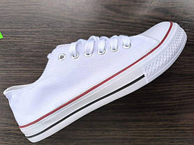 Белые кеды конверсы converse white женские подростковые унисекс тканевые летние текстил, фото 6