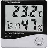 Цифровий термогігрометр AIRO HTC-1 (термометр: -10 °C~+50 °C; гігрометр: 10%-99%), годинник, будильник, фото 3