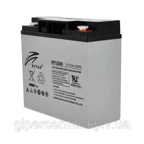 Акумуляторна батарея AGM RITAR RT12200, Gray Case, 12 V 20.0 Ah ( 181 х 77 х 167 ) Q4, фото 1