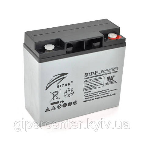 Акумуляторна батарея AGM RITAR RT12180, Gray Case, 12 V 18.0 Ah ( 181 х 77 х 167 ), 4.95kg Q4, фото 1