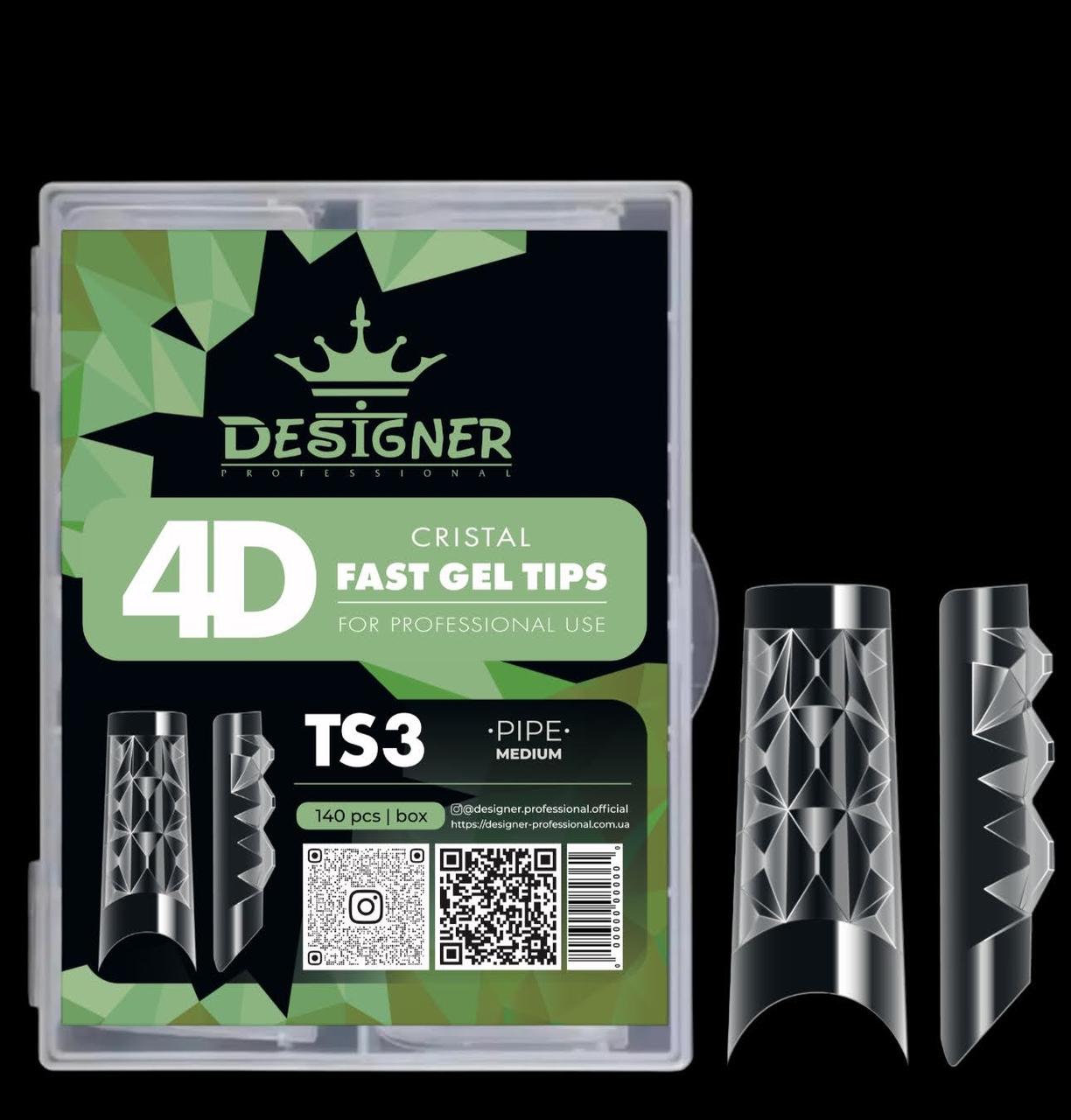Гелеві типси 120 шт/уп Дизайнер Дизайнер 4D Crystal Fast Gel Tips Pipe Medium TS3 з шипами для нарощування нігтів