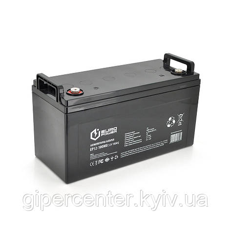 Акумуляторна батарея EUROPOWER AGM EP12-100M8 12 V 100 Ah (329 х 172 х 218),26.4 kg Black Q1/36, фото 1