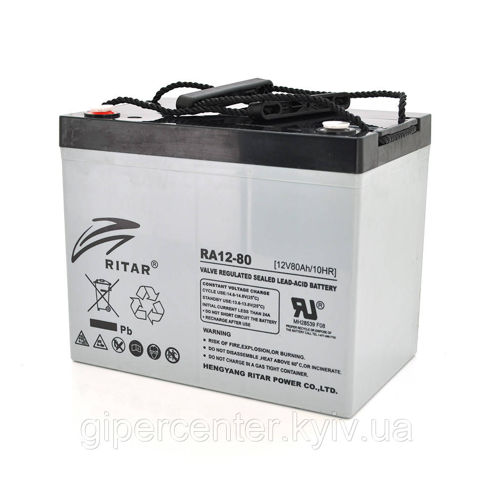 Акумуляторна батарея AGM RITAR RA12-80, Gray Case, 12 V 80.0 Ah ( 350 x 167 x 182) Q1