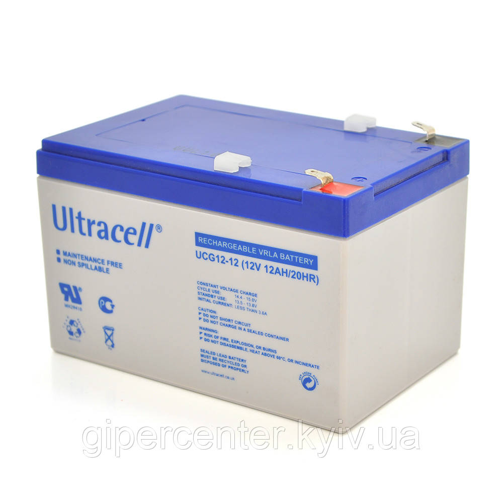 Акумуляторна батарея Ultracell UCG12-12 GEL 12 V 12 Ah (158x 98 x 101), 3.60 kg White Q6/444