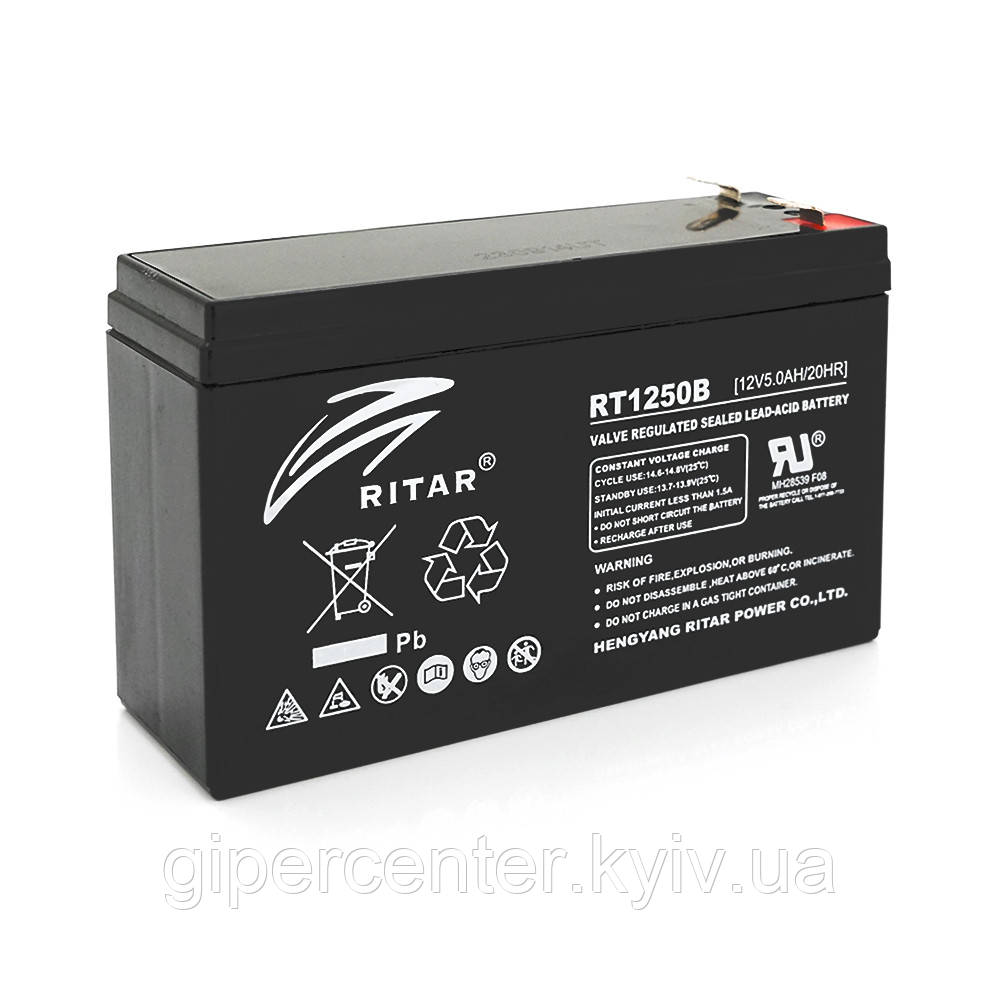 Акумуляторна батарея AGM RITAR RT1250BL, Black Case, 12 V 5.0 Ah ( 150 х 50 х 93) Q10
