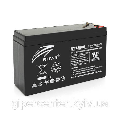 Акумуляторна батарея AGM RITAR RT1250BL, Black Case, 12 V 5.0 Ah ( 150 х 50 х 93) Q10, фото 1
