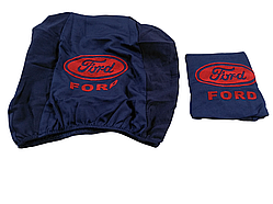 Чохли на підголівники FORD Форд (2шт) темно-сині з принтом