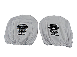 Чохли на підголівники Волга ГАЗ (2шт) білі з принтом